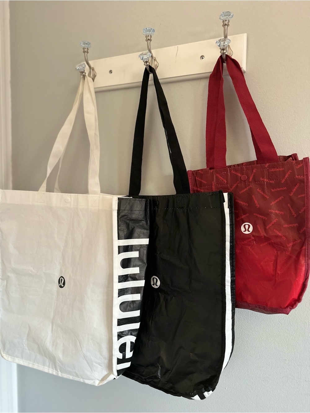 LuluLemon Reusable Tote Trio - White, Black, Red
